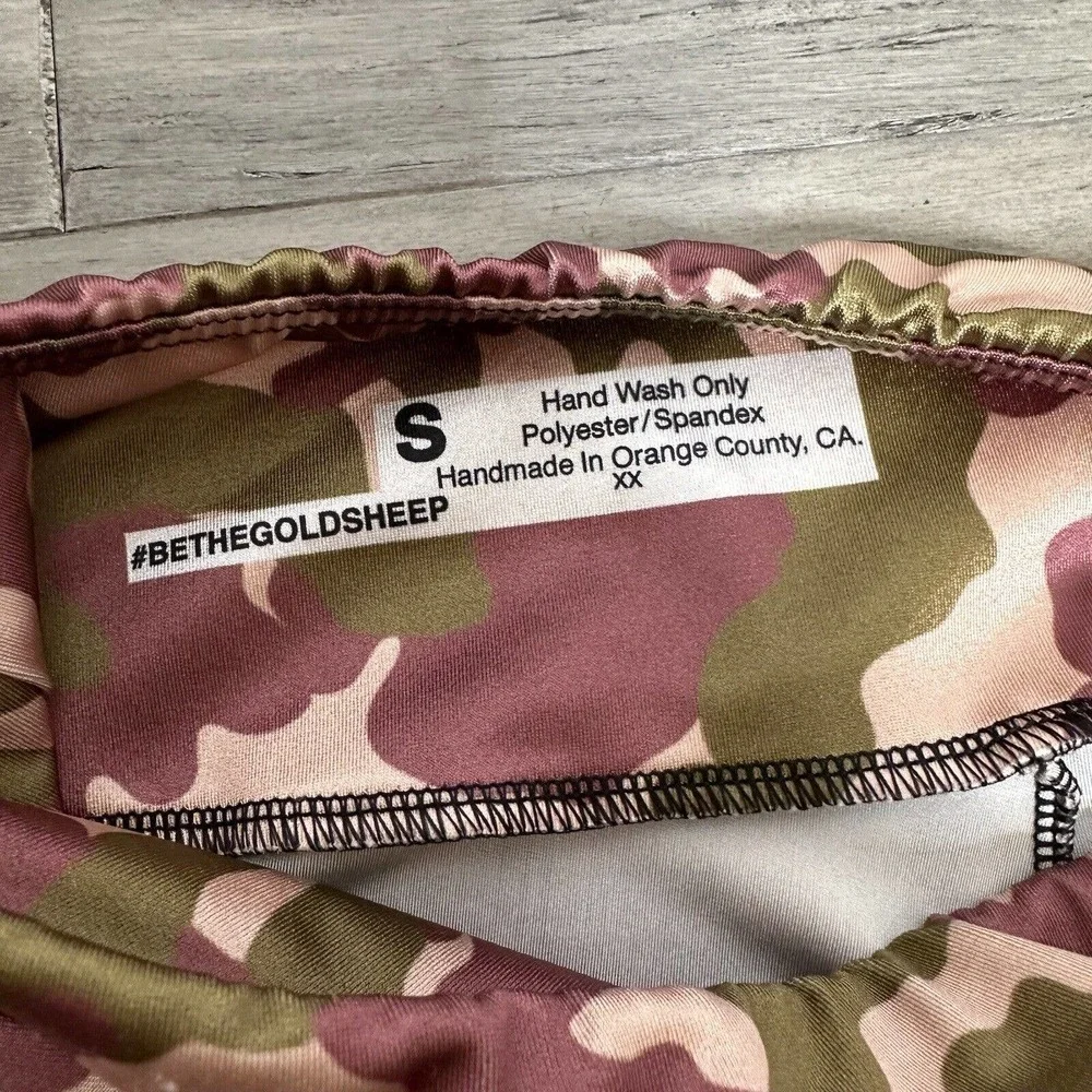 Goldsheep Camo Leggings Women's Athletic Pants Burgundy Green Size S - Picture 8 of 10